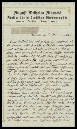 Brief von August Wilhelm Albrecht an Wilhelm Schwaner