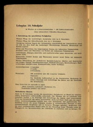 Lehrplan 10. Schuljahr
