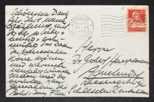 Brief von Robert Faesi und Jenny Faesi an Gerhart Hauptmann