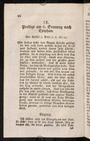 94-106, IX. Predigt am 6. Sonntag nach Ephiphan.