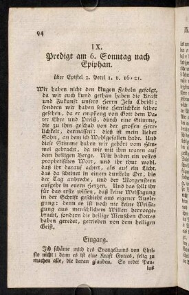 94-106, IX. Predigt am 6. Sonntag nach Ephiphan.