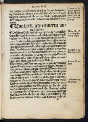 Von heylbaren ertzneyen wider Pestilentz.