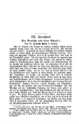 Der Deutsche und seine Schule : Sprechsaal