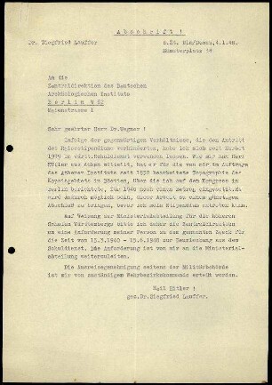 Anlage I. S. Lauffer an M. Wegner