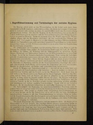 1. Begriffsbestimmungen und Terminologie der sozialen Hygiene.