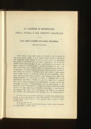 Il Carattere Di Eccezionalita Della Storia E Del Diritto Coloniale.