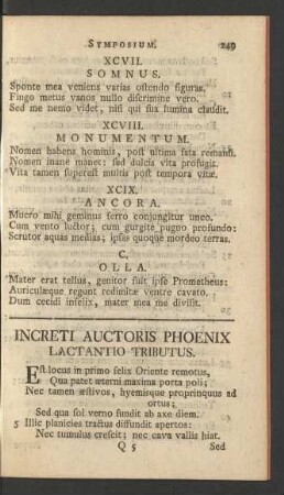 Increti Auctoris Phoenix Lactantio Tributis