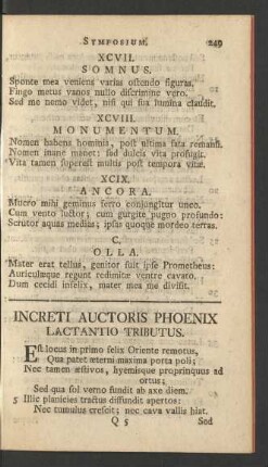 Increti Auctoris Phoenix Lactantio Tributis