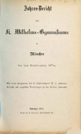 Jahresbericht. 1889/90