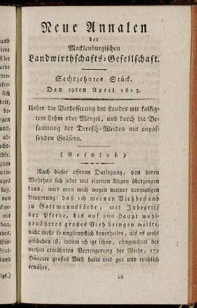Sechszehntes Stück. Den 19ten April 1813.