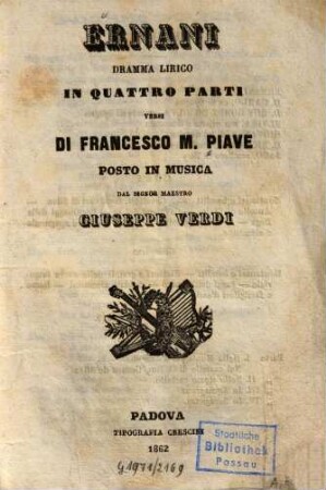 Ernani : dramma lirico in quattro parti
