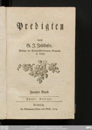 Zweyter Band: Predigten