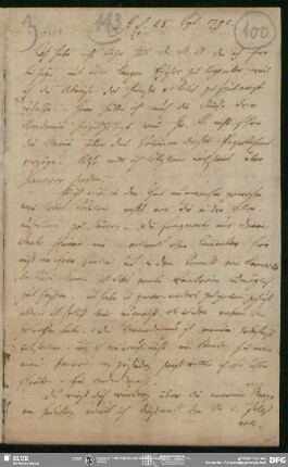 Eigenh. Brief von Gottfried August Bürger an August Wilhelm von Schlegel, Göttingen, 28.09.1792