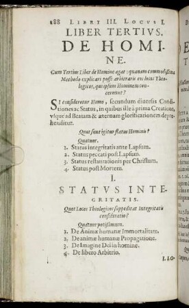 I. Status Integritatis.