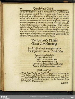 Der Siebende Psalm. Wider Verleumdung
