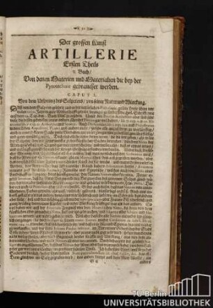 Caput I. Von dem Ursprung des Salpeters / von seiner Natur und Würckung.