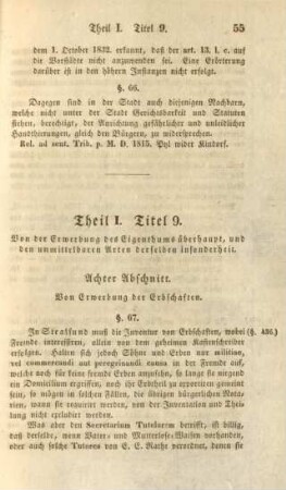 Titel 9. Von der Erwerbung des Eigenthums überhaupt