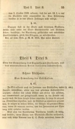 Titel 9. Von der Erwerbung des Eigenthums überhaupt