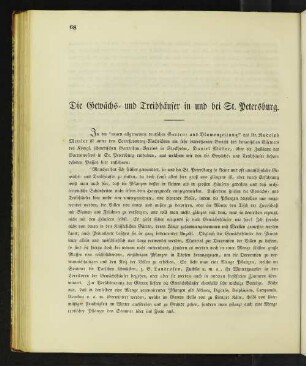 Die Gewächs- und Treibhäuser in und bei St. Petersburg.