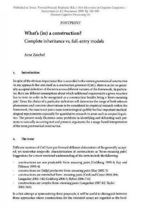 What's (in) a construction? Complete inheritance vs. full-entry models