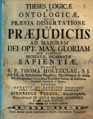 Theses Logicae Et Ontologicae