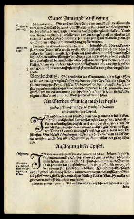 Am Vierden Suntag nach der heyligen drey Künig tag/ Epistel Pauli zun Römern am dreitzehenden Capitel.