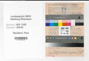 Entnazifizierung Paul Neufeind , geb. 05.04.1909 (Sparkassenangestellter)