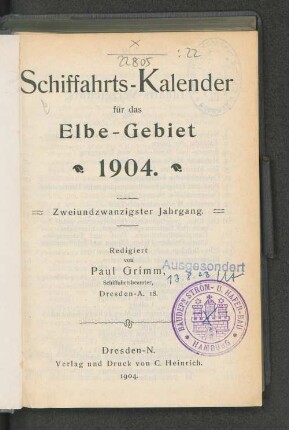 22.1904: Schiffahrts-Kalender für das Elbe-Gebiet
