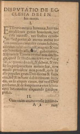 Disputatio De Ecclesia Dei In his terris.