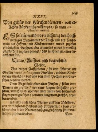 XXVI. Von gebür der Kirchendienern/ von etlichen stücken ihres Ampts/ so man Accidentialia nennet.
