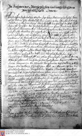 Ehevertrag zwischen Friedrich Anton Freiherr von Dalberg und Freiin Sophia Elisabeth Wambold