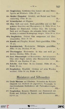 Miniaturen und Silhouetten (Nr. 496-553)