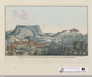 Vue de la ville et du Chateau d'Urach en Wirtemberg