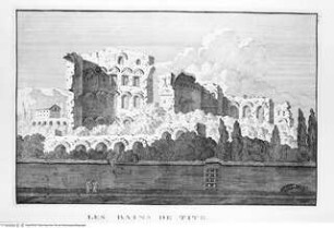 Les restes de l'ancienne Rome, recherchez avec soin , mesurez, dessinez sur les lieux, et gravez par feu Bonaventure d'Overbeke, ..., 2. Buch, Tafel b. 30.: Les Bains de Tite.