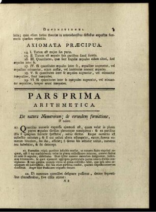 Pars Prima. Arithmetica.