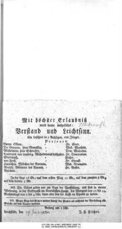 Verstand und Leichtsinn