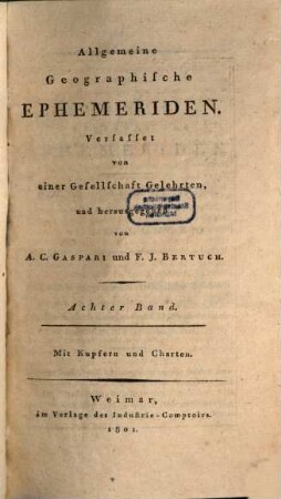 Allgemeine geographische Ephemeriden. 8. 1801