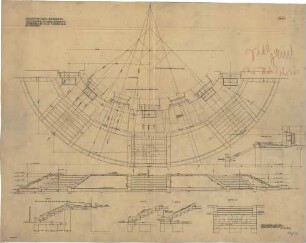 Fischer, Theodor; Heilbronn; Stadt-Theater - Freitreppe an der Südseite (Grundriss, Ansicht,Schnitte, Details)