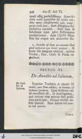 Sectio VI. De Auxiliis ad Salutem.