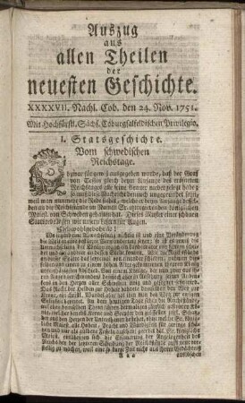 XXXXVII. Nachl. Cob. den 24. Nov. 1751.
