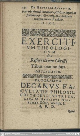 Exercitium Theologicum, de Resurrectione Christi