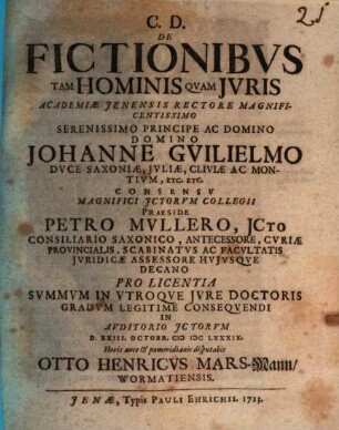 De fictionibus tam hominis quam iuris
