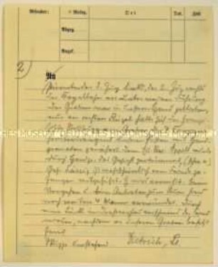 Handschriftlich ausgefüllter Vordruck zur Meldung über den aktuellen Verlauf des Kriegsgeschehens; 6./Regiment 66 an ds II./Regiment 66; Uhrzeit 11:30 Uhr