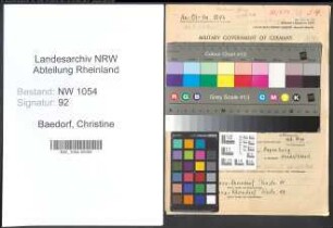 Entnazifizierung Christine Baedorf , geb. 31.12.1898 ()