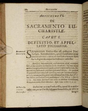 Articulus VI. De Sacramento Eucharistiæ.