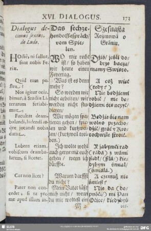 Dialogus decimus sextus, de Ludo