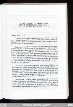 Gazi Melik Danishmend Et La Conquête De Sivas