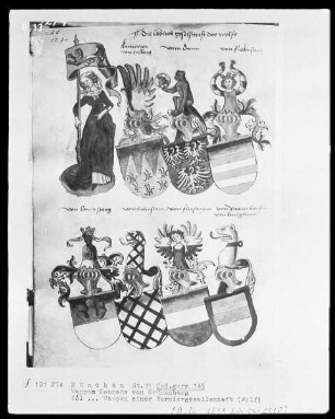 Das Wappenbuch Konrads von Grünenberg, Ritters und Bürgers zu Konstanz — Wappen einer Turniergesellschaft