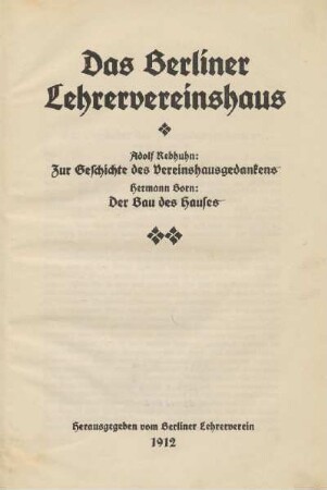 Das Berliner Lehrervereinshaus