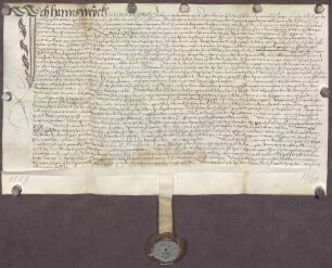 Gültverschreibung des Hans Weick, wohnhaft zu Ispringen, über zehn Gulden Hauptgut, für das er jährlich einen halben Gulden an das Kloster Maria Magdalena zu Pforzheim zahlt.